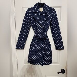 Modcloth Navy Polka Dot Trench Coat